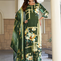 Green Floral Kurta Set with Dupatta