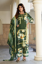 Green Floral Kurta Set with Dupatta