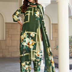 Green Floral Kurta Set with Dupatta