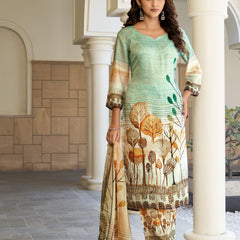 Sea Green Botanical Kurta Set with Dupatta
