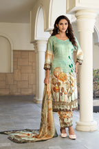 Sea Green Botanical Kurta Set with Dupatta