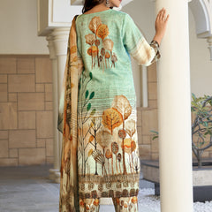 Sea Green Botanical Kurta Set with Dupatta