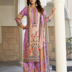 Lilac Mughal Floral Kurta Set with Dupatta