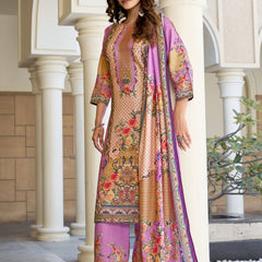Lilac Mughal Floral Kurta Set with Dupatta