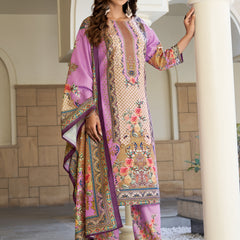Lilac Mughal Floral Kurta Set with Dupatta
