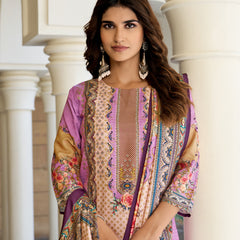 Lilac Mughal Floral Kurta Set with Dupatta