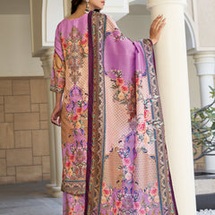 Lilac Mughal Floral Kurta Set with Dupatta
