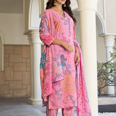 Rose Pink Blossom Kurta Set with Dupatta