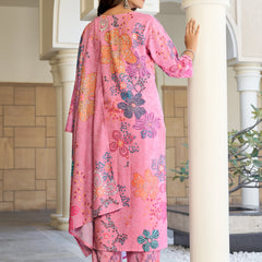 Rose Pink Blossom Kurta Set with Dupatta