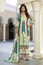 Ivory Teal Floral Kurta Set with Dupatta