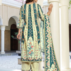 Ivory Teal Floral Kurta Set with Dupatta