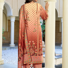 Peach Rust Ombre Floral Printed Kurta Set with Dupatta | Women's 3-Piece Ethnic Wear