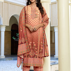 Peach Rust Ombre Floral Printed Kurta Set with Dupatta | Women's 3-Piece Ethnic Wear