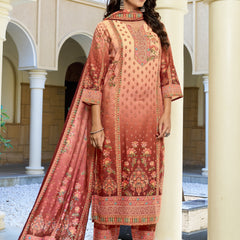 Peach Rust Ombre Floral Printed Kurta Set with Dupatta | Women's 3-Piece Ethnic Wear