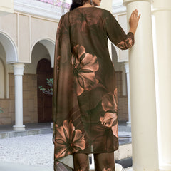 Olive Brown Floral Printed Kurta Set with Dupatta | Women's 3-Piece Ethnic Wear